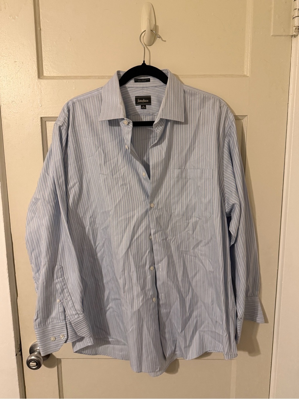 Neiman Marcus Blue and White Pinstripe Dress Shirt